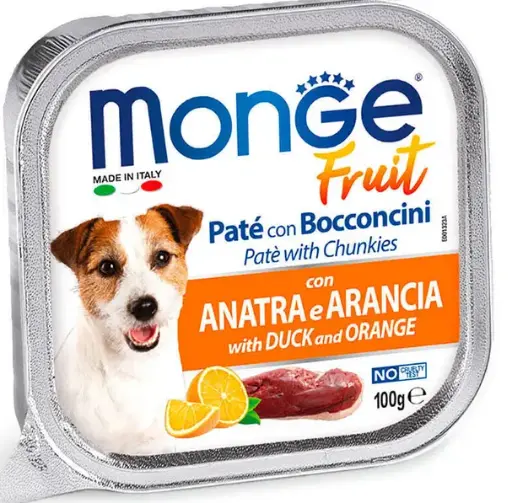 Monge DOG FRUIT - Ніжний паштет з качкою і апельсином для собак